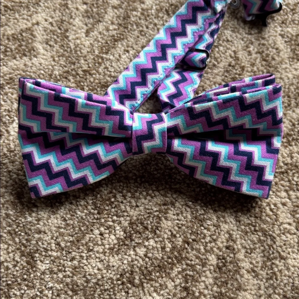 Kids Bow Tie Set - Yellow and Purple Zigzag